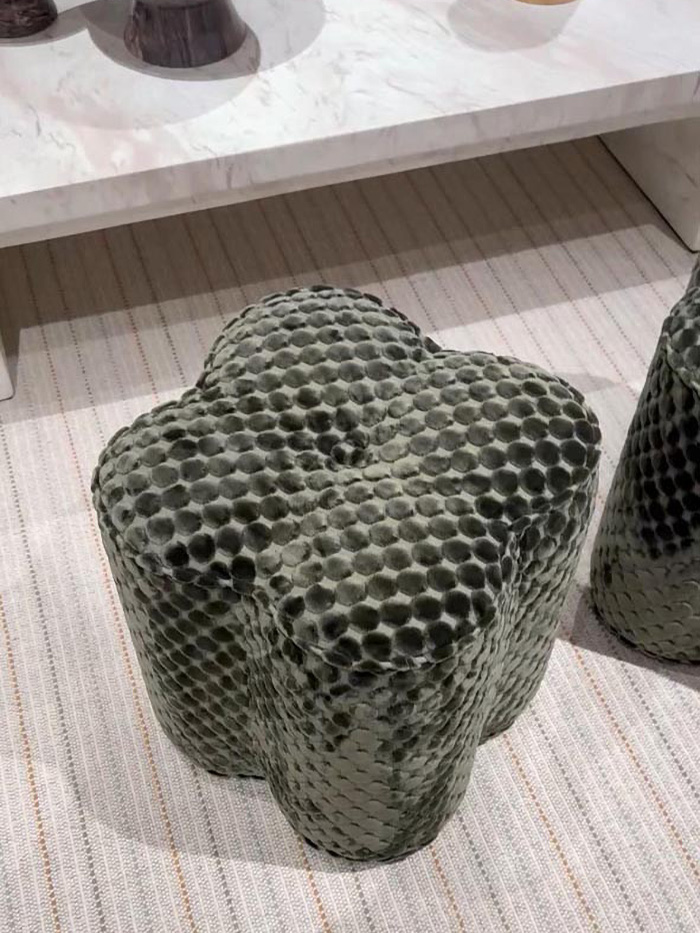 Green Quatrefoil Stool